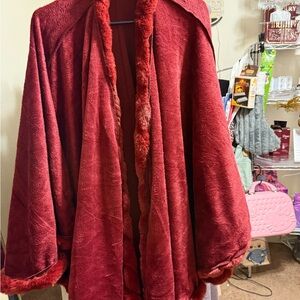 Luxurious Red Faux Fur cape or shall